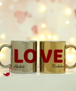 Romantic Love Gold Coffee Mug Customized Photo Printed