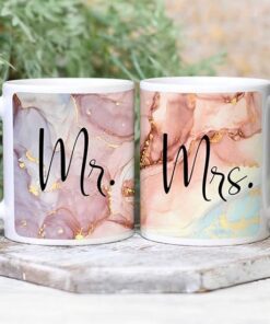 Mr and Mrs Printed White Ceramic Coffee Mugs Combo Set | Gift for Anniversary Birthday Valentines Day Wedding for Husband Wife Friends