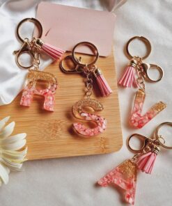 Resin Keychain with Tassel - Pink and Gold By Kumar Shop