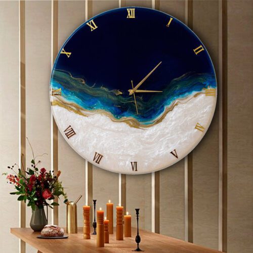Royal Elegant Blue Resin Wall Clock 12 inches Kumar Shop