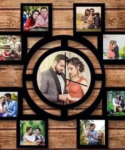 Square Wooden Wall Clock And Wooden Photo Clock Frame