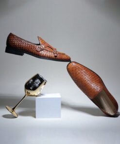 Men Textured Leather Latex Lined Premium Quality Monks Shoes